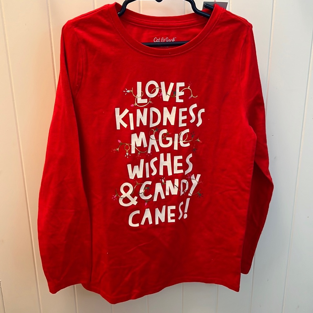 Long sleeve T-shirt with Christmas design.